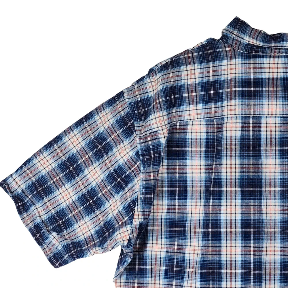 GAP Full Zip Shirt Jacket Shacket L Mens Plaid Blue White Red Cotton - Picture 7 of 13